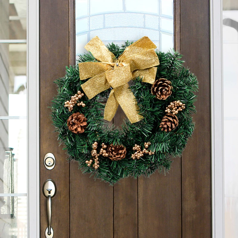 

Handmade Christmas Wreath Simulation Christmas Tree Decoration Pine Needle Flower Ring Day Decoration Door And Window Pendants