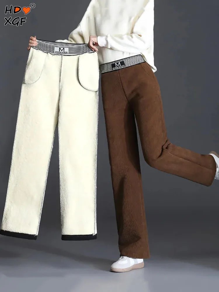 

Женские прямые брюки с вышивкой, эластичные бархатные плотные брюки с высокой талией