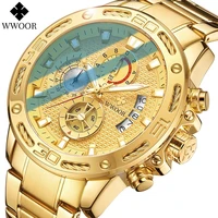 wwoor mens watches top brand fashion luxury gold stainless steel quartz watch men waterproof sport chronograph relogio masculino