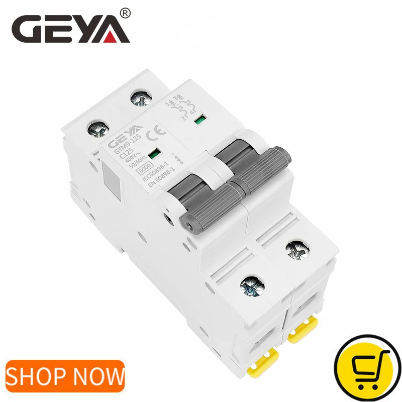 

GEYA GYM9-125 DP MCB 80A 100A 125A Mini Circuit Breaker AC C Curve 2P Width 35.6mm 400V 6KA