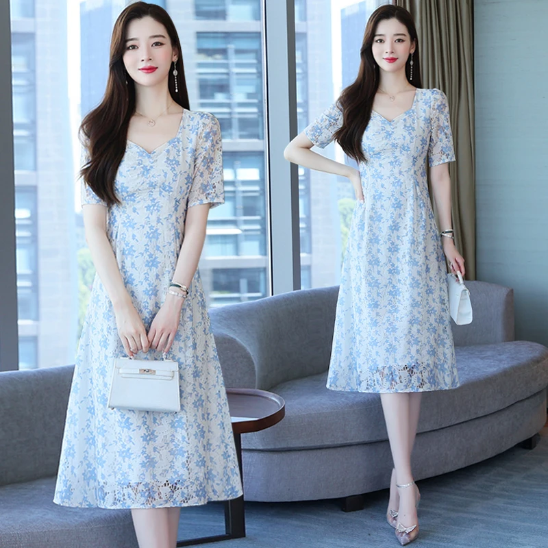 

COIGARSAM женское платье с цветочным принтом синие и белые платья Прямая поставка