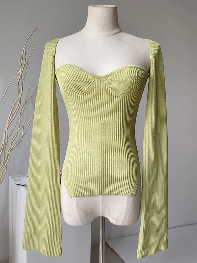 Женский кашемировый пуловер с квадратным вырезом и длинными рукавами | Женская