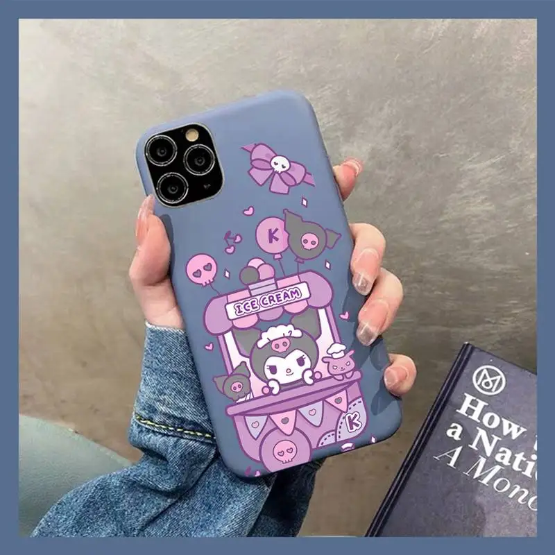 

Cartoon K-Kulomi Phone Case for iPhone 11 12 13 Mini Pro Xs Max 8 7 6 6S Plus X XR Solid Candy Color Case