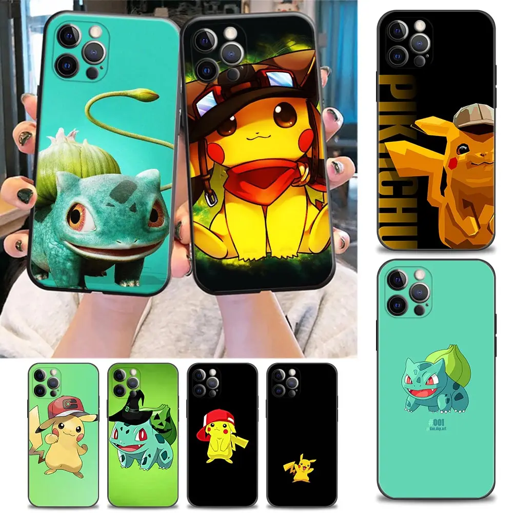 

Pikachu Pokemon Bulbasaur Phone Case for iPhone 11 12 13 Pro Max 7 8 SE XR XS Max 5 5s 6 6s Plus Soft Silicone Case Pikachu