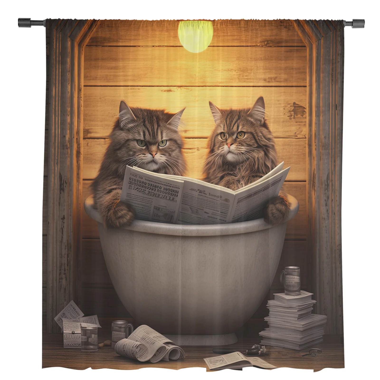 Тюлевые шторы с изображением кота для ванной гостиной прозрачные Занавески