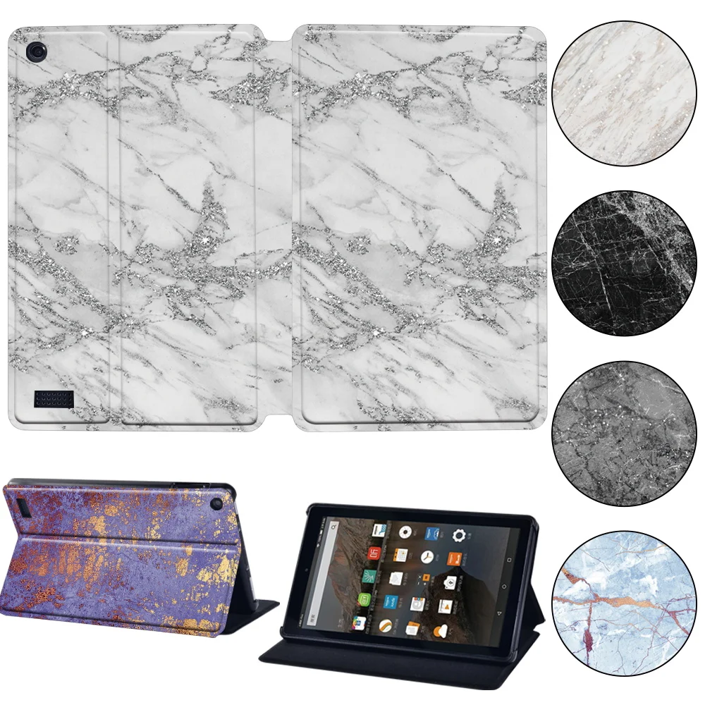For Fire HD 10/10 Plus 11th Generation 2021 Case Fire HD 8/8 Plus Cover for Fire 7/Fire 8/Fire 10 Tablet Stand Marble Series