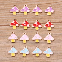 10pcs 1315mm 4 color new alloy metal drop oil colorful mushrooms charms plant pendant for diy bracelet necklace jewelry making