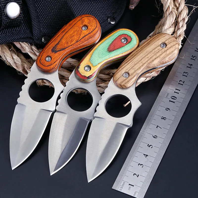 

Wood Handle Fixed Blade Knife 3CR13MOV Outdoor Tactical Camping Hunting Survival Pocket Utility EDC Tools Nylon Sheath