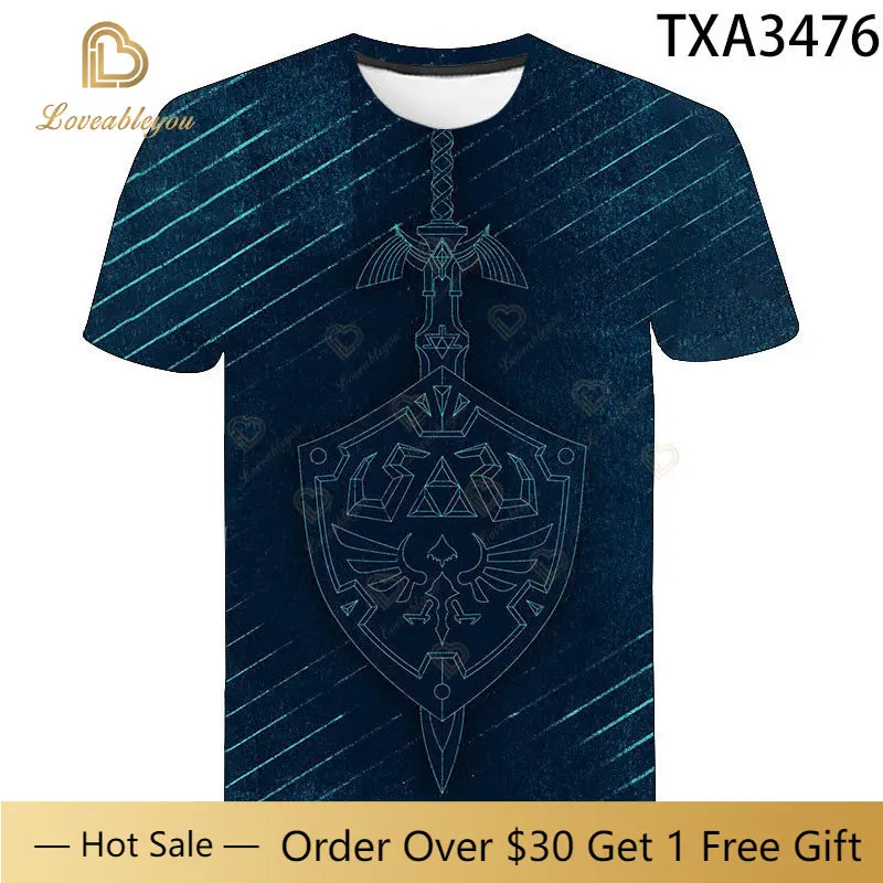 

2023 New Cosplay Zelda Breath of The Wild 3D T Shirt Boy Girl Cartoon Fashion Hip-hop Clothing Summer Child Baby Short Sleeve