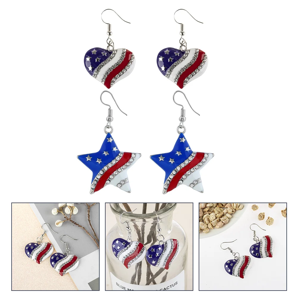 

Earrings Dangle Independence Day Flag Earrings​​ Patriotic Ear American Fashionable Festive Hoops Unique Girls Earring July 4Th