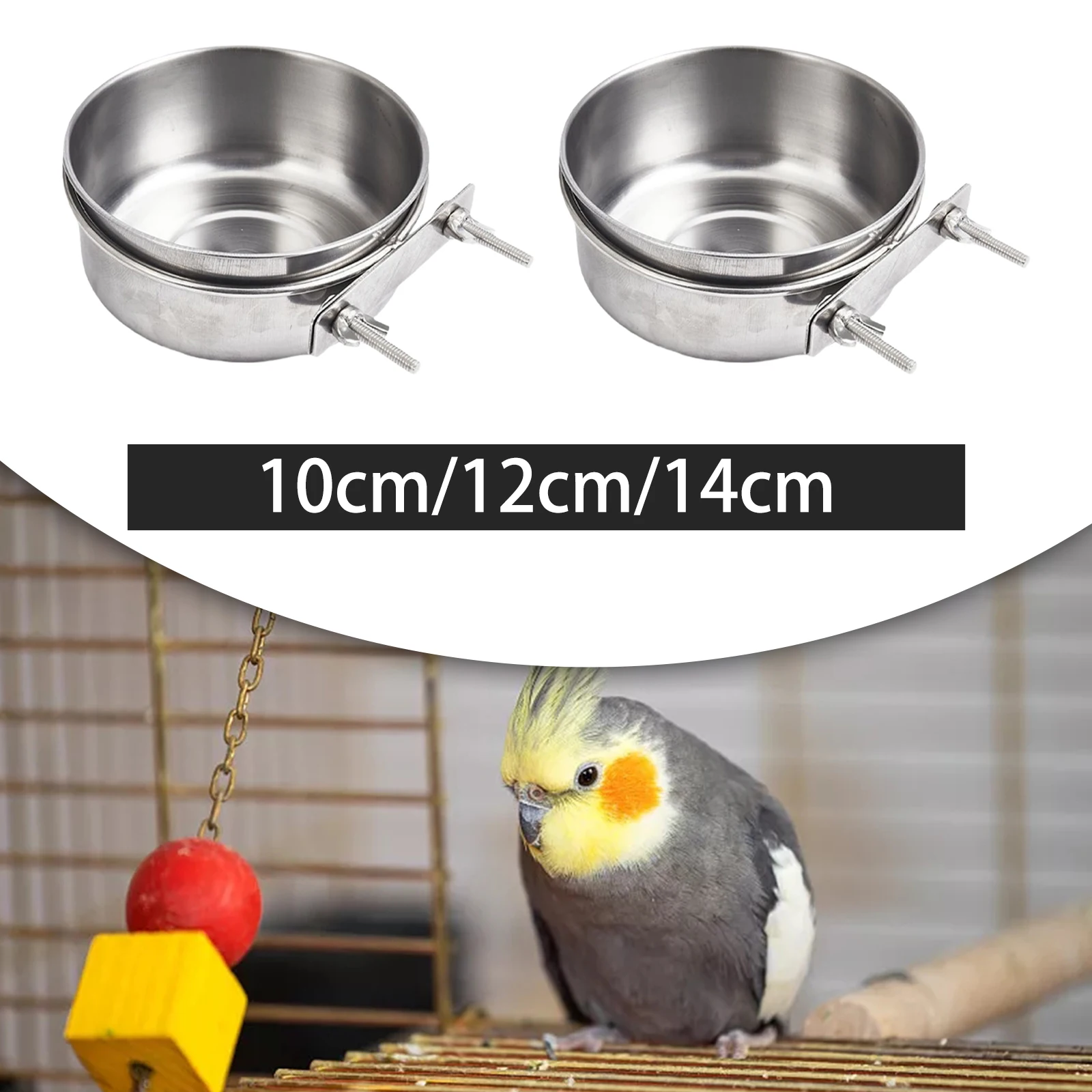 Миска для воды из нержавеющей стали птиц с держателем-зажимом 10x4 5 см