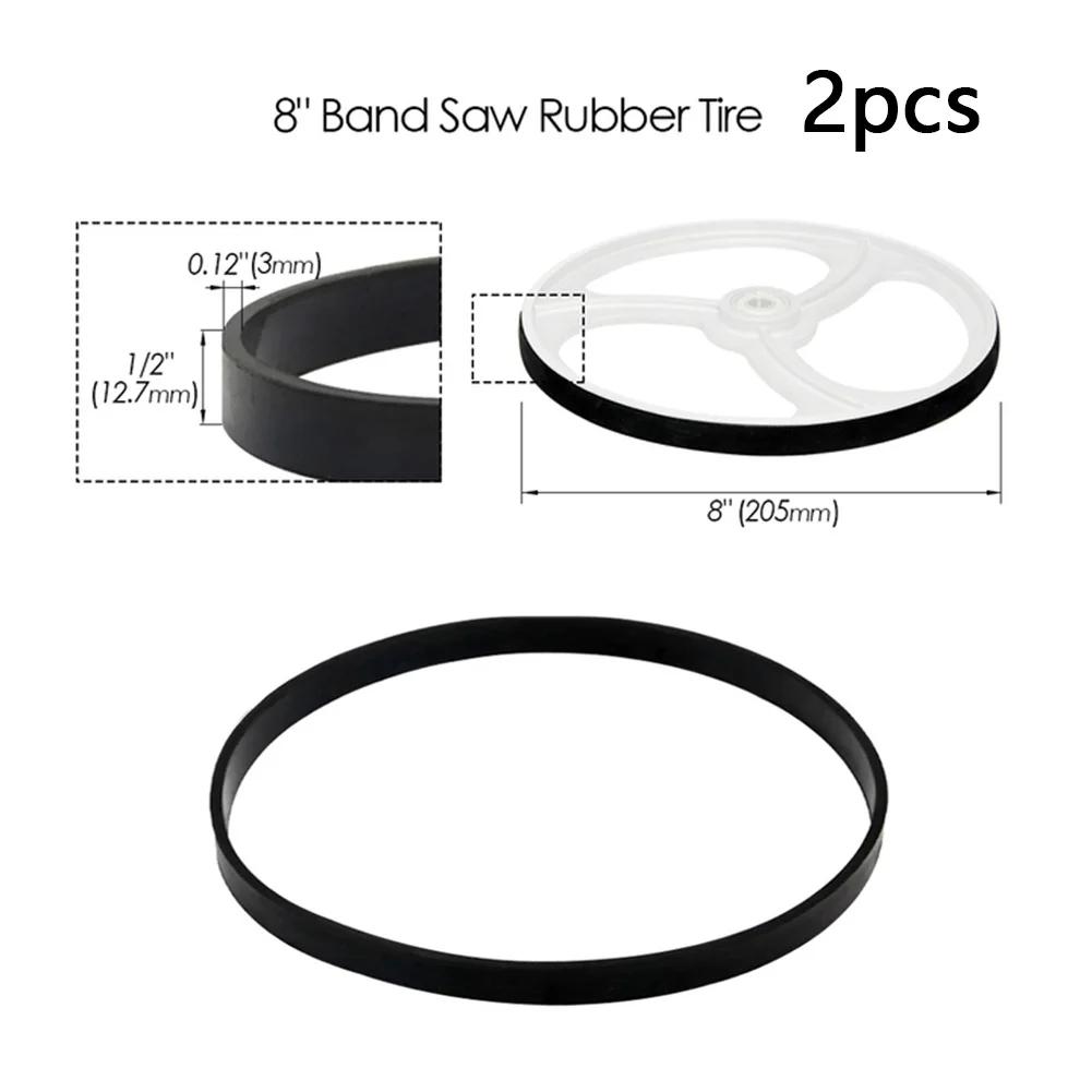 

2pcs WoodWorking Band Saw Rubber Band Band Saw Scroll Wheel Rubber Ring 8-14Inch Anti-slip Anti-noise Rubber Apron