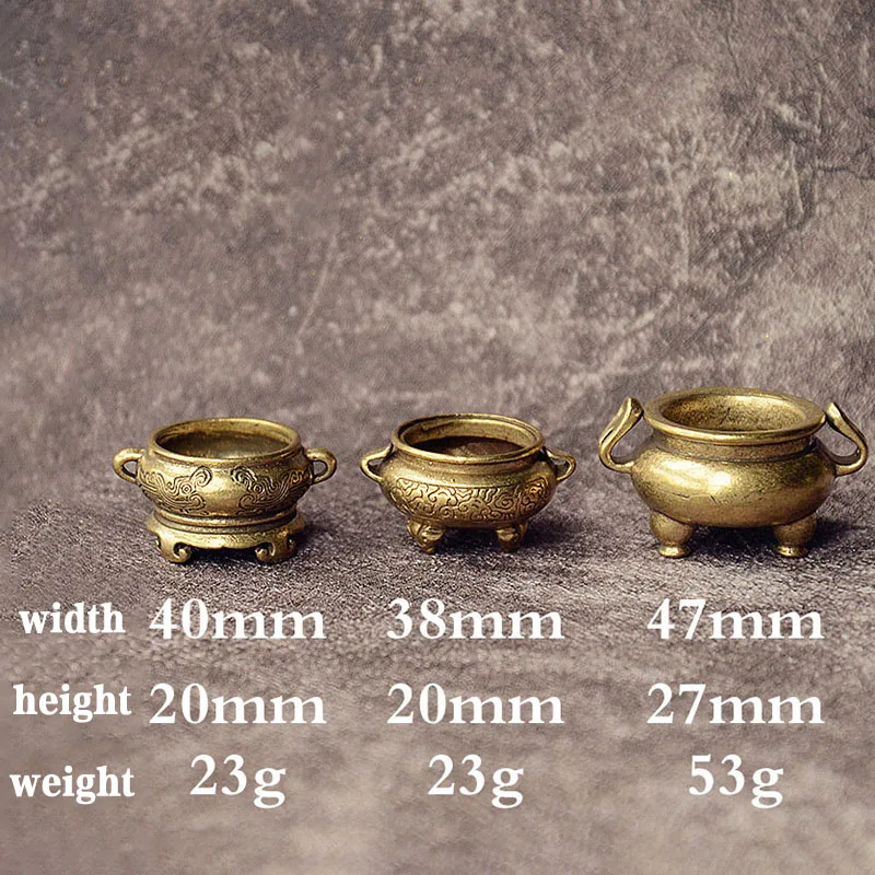 1Pcs Nice Gift Chinese Style Antique Brass Censer Mini Ornaments Chinese Ancient Beast Censer Cover Solid Copper Tea Desk Decor images - 6