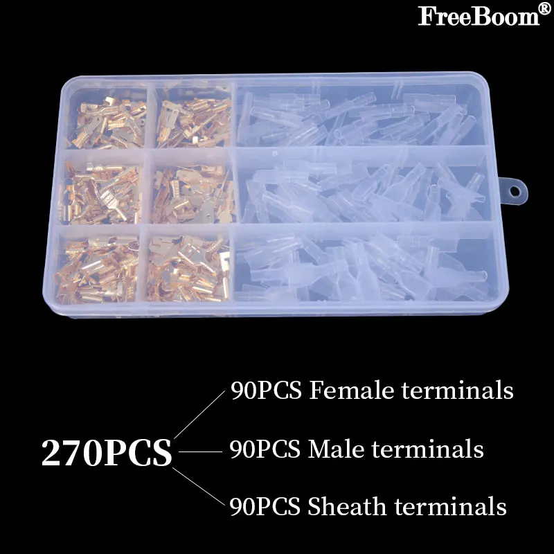 

270/135/120pcs Crimp Terminal Insulated Sealed Wire Connector Crimp Terminal Connector Classification Kit 2.8/4.8/6.3mm