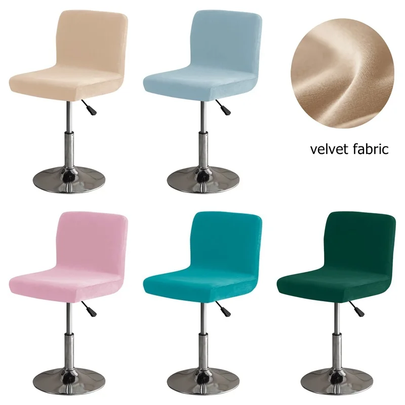 

Velvet Bar Stool Chair Cover Low Back Rotating Lift Seat Covers Solid Color Elastic Nordic Chair Slipcover Office Dining Home