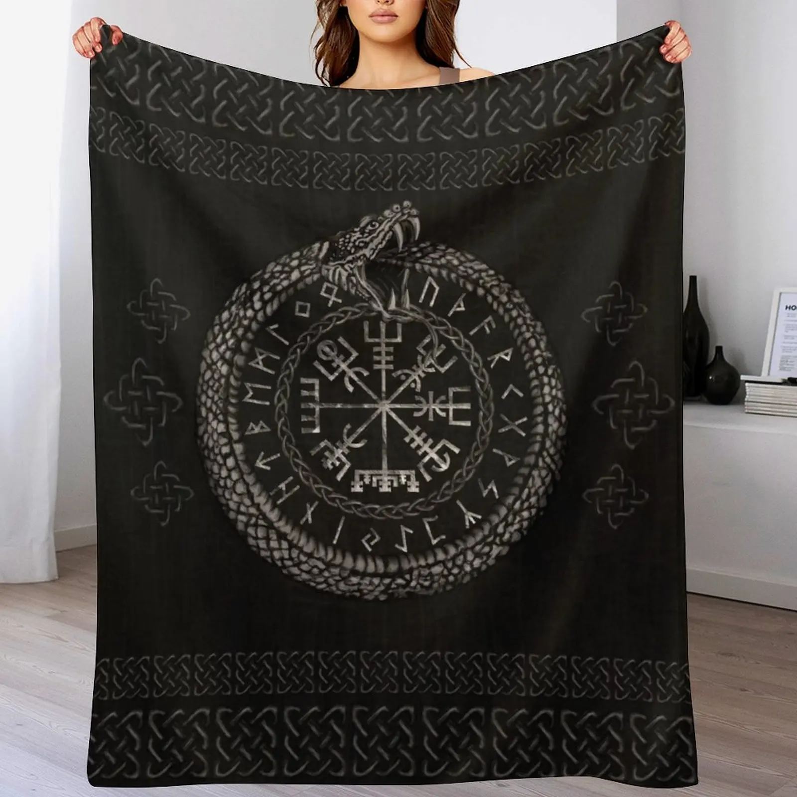 Vegvisir с Уроборосами и рунами декоративное одеяло для диванов декоративные одеяла