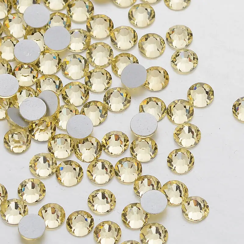 

SS3-SS34 Light Yellow Flat Back Glass Rhinestones Non Hot Fix Round Stones Rhinestones for Diy Craft Nail Art Bags Decorations
