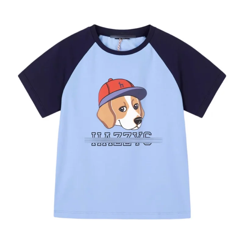 Hazzys Short-sleeved T-shirt Boys Summer Round Neck Shirt Thin Section Tops Slim Fashion Casual Loose Children's Short-sleeved