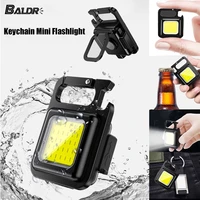mini rechargeable flashlight keychain cob waterproof portable led work torch 4 light modes bright for hiking walking camping