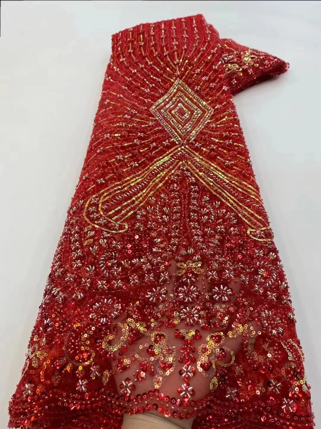 

French African Tulle Laces Fabrics Velvet Lace Fabric For Nigerian Party Embroidery Sequins Mesh Net Lace Fabric 5 Yard PL236-7