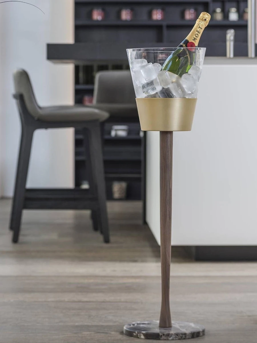 

Customized retro home connected ice bucket rack, dry ice bucket bar, KTV champagne bucket, mesh red glass ice bucket, wooden