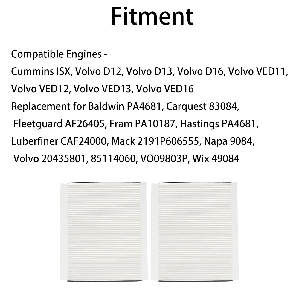 20435801 AF26405 2 шт. Воздушный фильтр салона грузовика для 2002 Volvo VNL 780 760 860 VN 670 VH VHD VNM P 606555