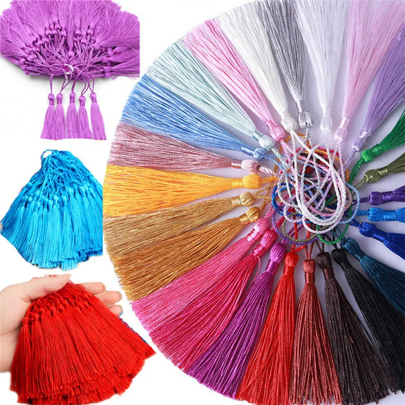 100Pcs Bookmark Tassels Silky Handmade Soft Craft Tassels with Loops for DIY Crafts Jewelry Making Bookmarks