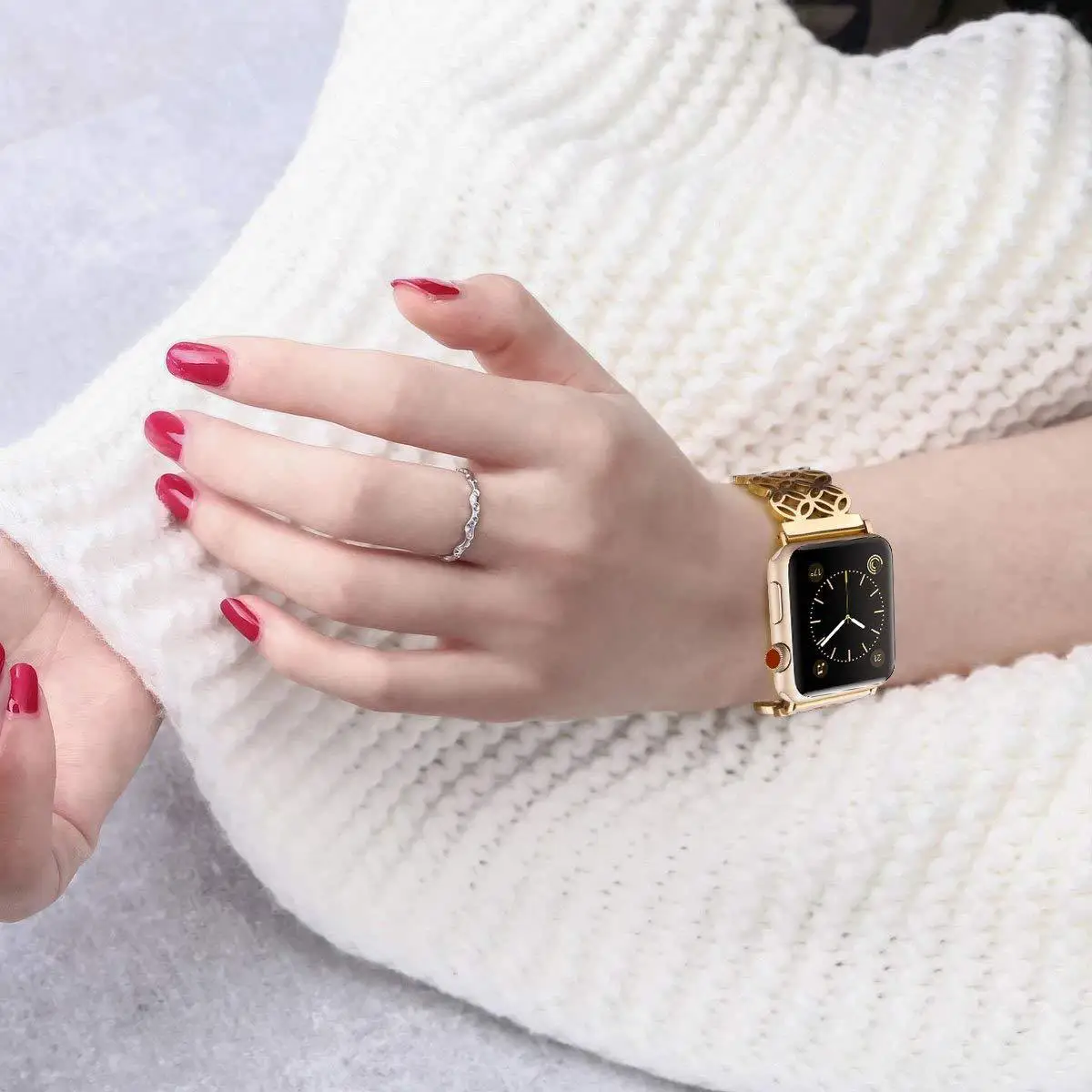 Ремешок из нержавеющей стали для Apple Watch 7 41 45 40 44 мм роскошный металлический