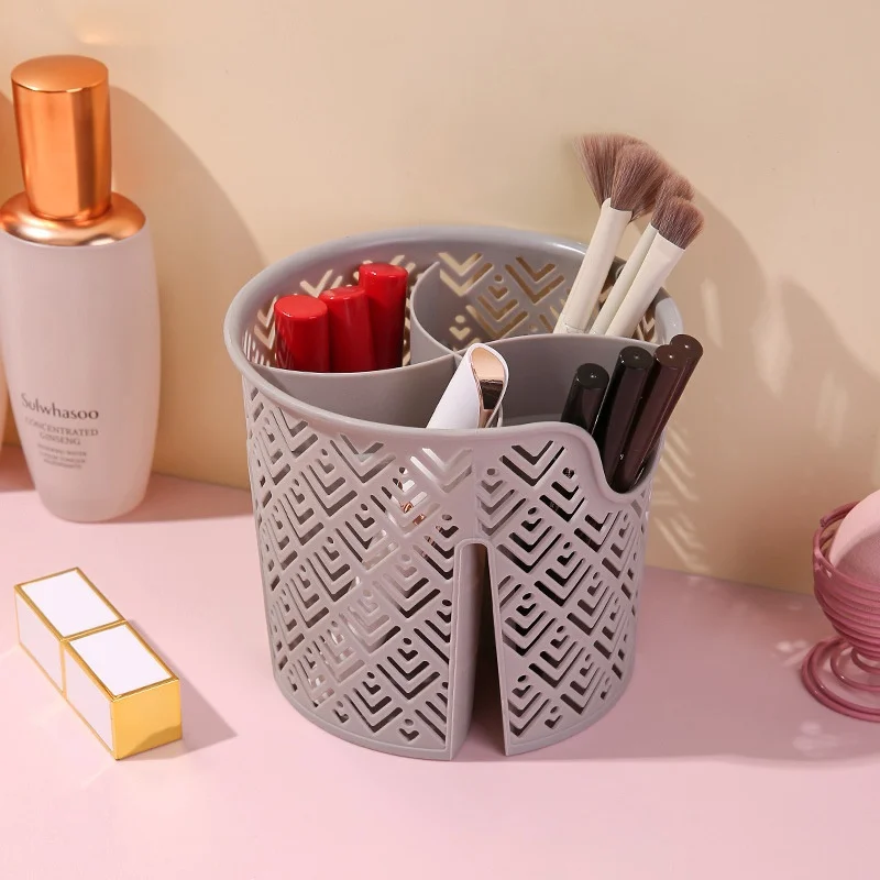 

Ящик для хранения косметики с 4 отделениями, настольный органайзер, держатель для ручек, карандаш, ведро для кистей для макияжа, настольный органайзер, держатель, коробка