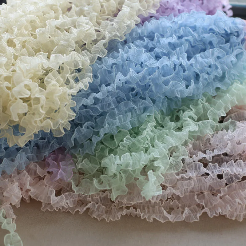 

2meters Colorful Luxury Tulle Lace Fabric Soft Ruffle Trim Ribbon Edge Dress Collar Applique DIY Sewing Fringe Decor 3CM Width