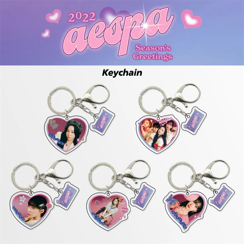 KPOP Aespa Acrylic Keychain 2022 Seasons Greetings Key Chain Karina Winter NingNing Giselle Pendant Keyring Bag Accessories E22 |