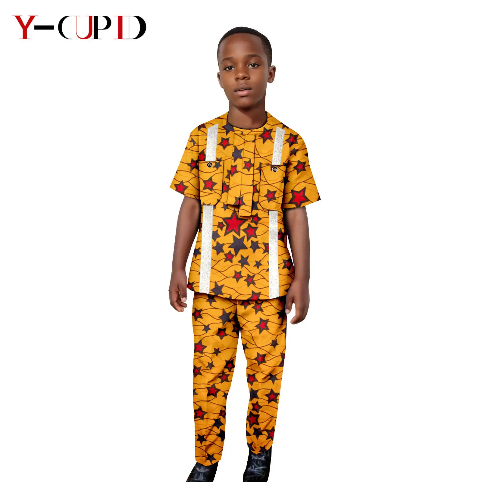 Африканская одежда Dashiki для детей лоскутный топ с принтом комплекты рубашек и