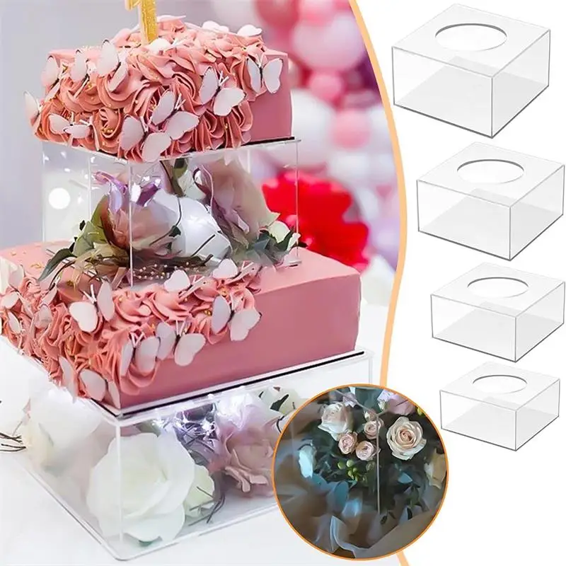 

New Clear Acrylic Fillable Cake Display Board Cake Edge Smoother Scraper Decor Baking Tools Acrylic Fillable Cake Stand Tools