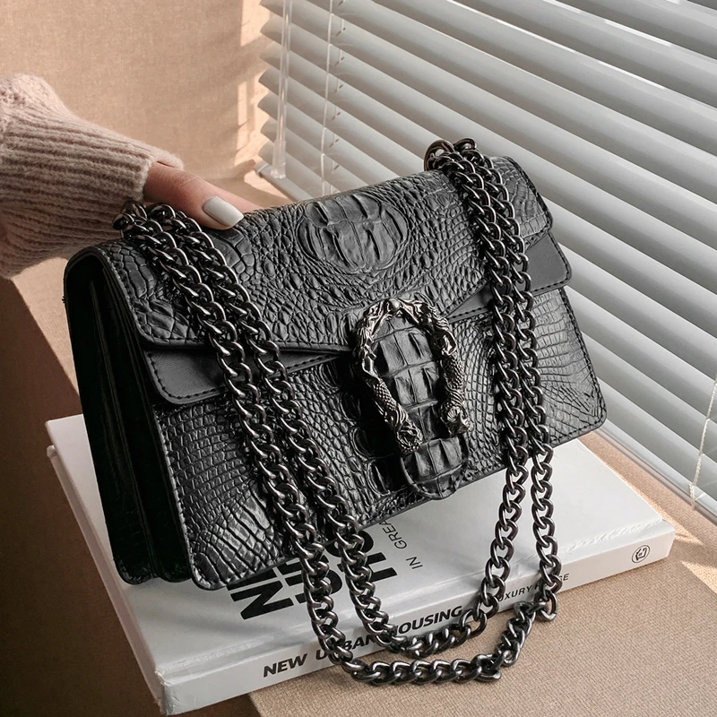 

Designer Luxury Brand Fashion One Shoulder сумка женская Chain Crossbody Bag Crocodile Pattern Bags for Women