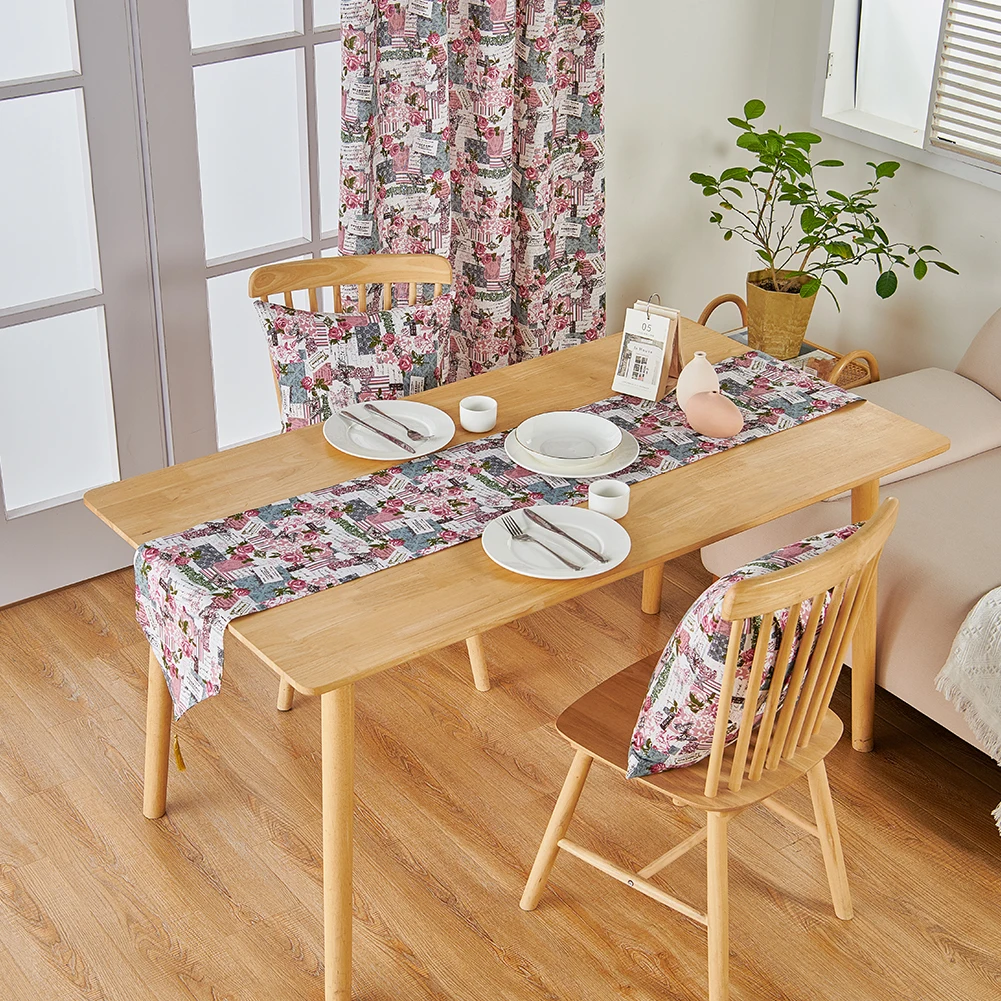 LEEJOOM Европейский стиль деревенский розовый цветочный принт скатерть полиэстер