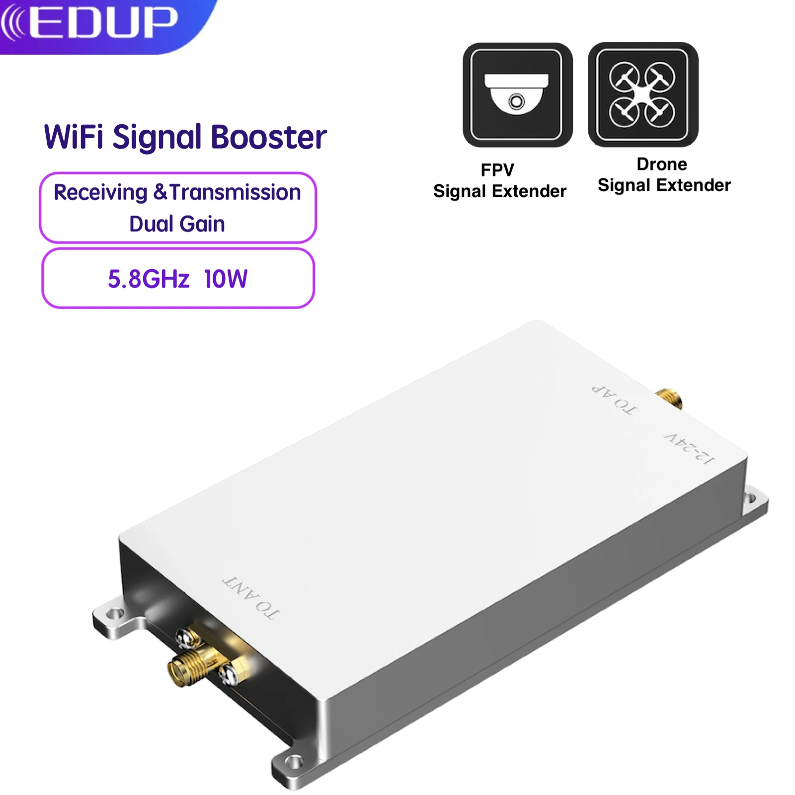 

EDUP 10W Drone FPV Signal Amplifier Bidirectional WiFi Booster 5.8 Ghz Power Wireless WiFi Signal Extender UAV Range Extender