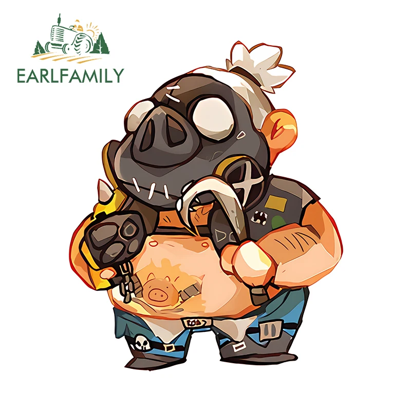 EARLFAMILY 13 см x 10 8 дорожная собака Overwatch автомобильные наклейки Аниме Chibi свинка игра