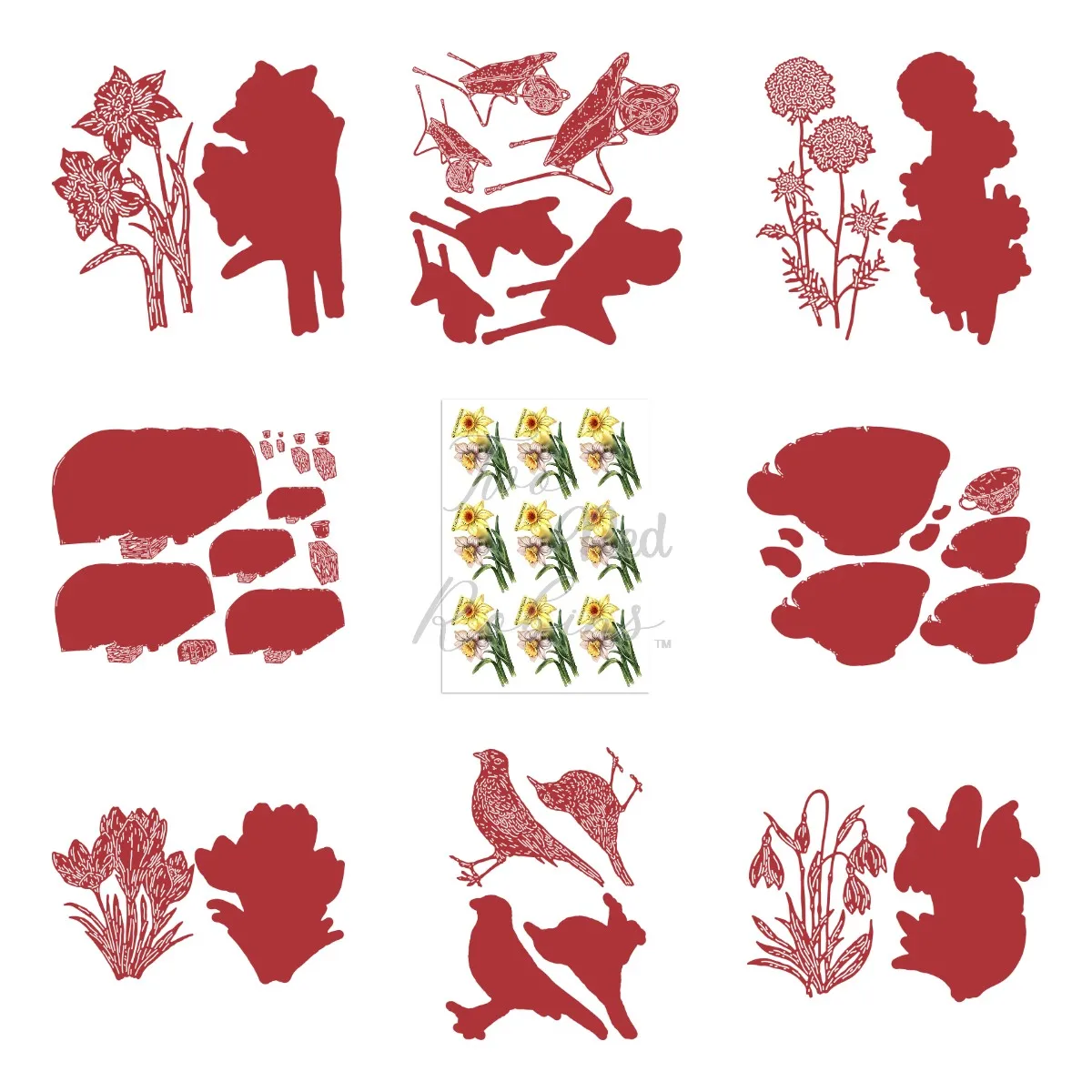 

A Drop Of Light Blooming Florals Snow Dwarfs Pin Cushions Cuppa Barrow Cutting Dies Diy Craft Paper Card Scrapbooking Decor Mold