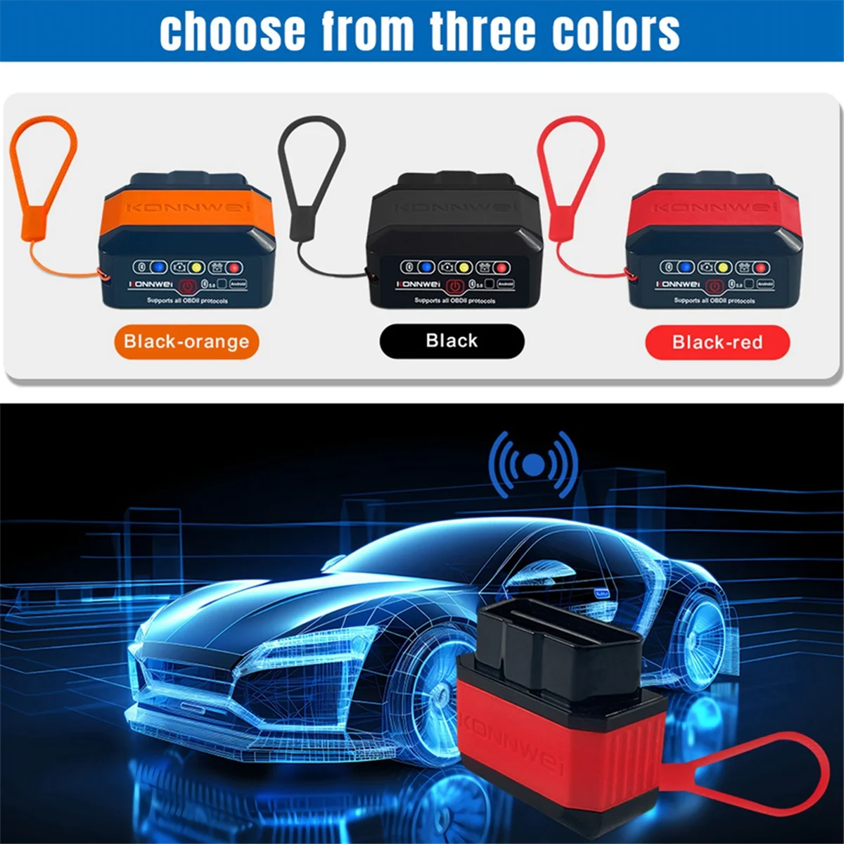 Сканеры OBD2 KW905 V1.5 Bluetooth 5.0 для Android/IOS Автомобильный диагностический инструмент