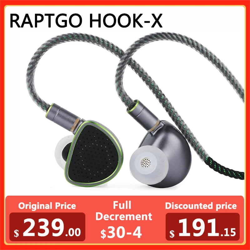 

RAPTGO HOOK-X 14,2 мм открытый плоский привод + PZT привод HiFi наушники-вкладыши со съемным кабелем 0,78 2pin OCC