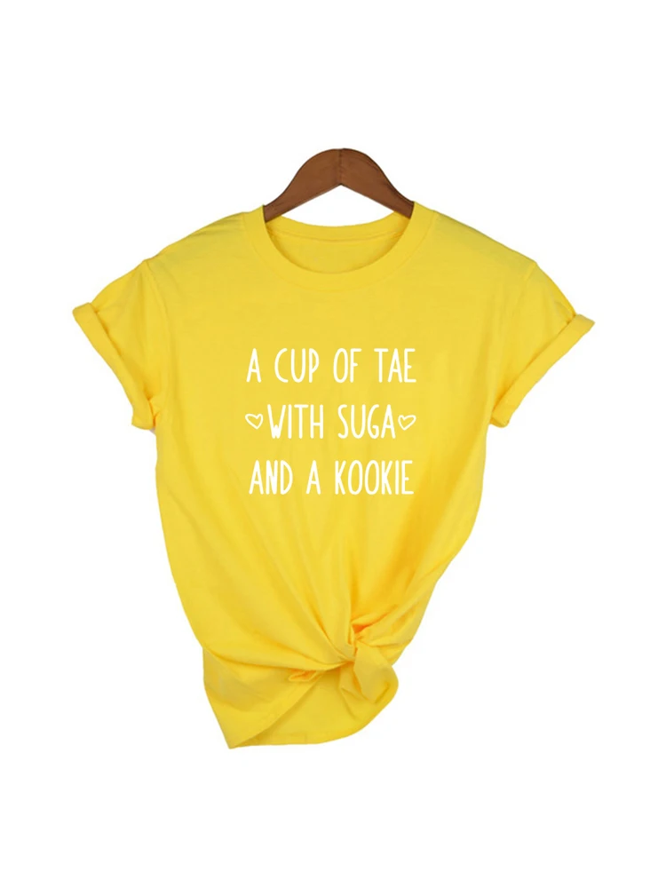 Женская забавная футболка с надписью A Cup of Tea with Sugar and Cookie хипстерские Camisetas