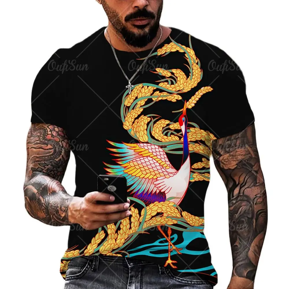 

Fashion Animal Crane Pattern 3D Print Men's T-shirts Funny Bird Harajuku Casual Unisex Short Sleeve Summer Sweatshirt Male 6xl