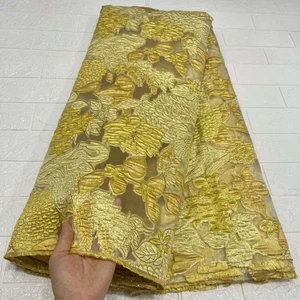 African Organza Lace Fabric Top Quality French Tulle Lace Fabric Material Embroidery Jacquard Brocade Farbic Designs