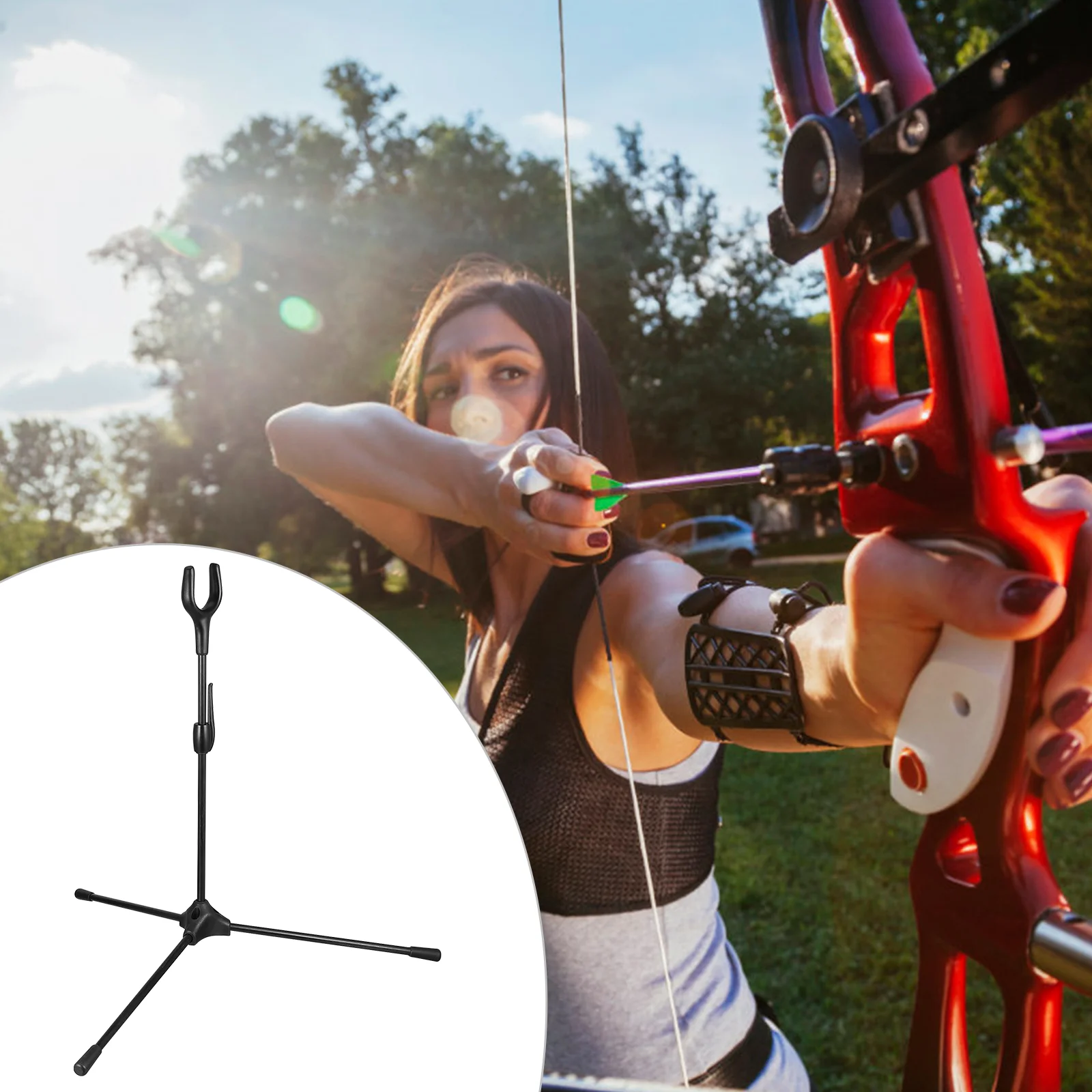 

1Pc Glass Fiber Tripod Bow Stand Portable Recurve Bow Rack Foldable Bow Bracket
