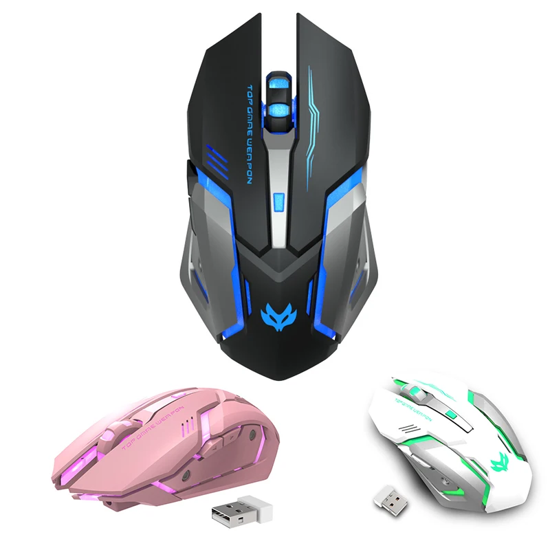 

Rechargeable Mechanical Mouse 2.4Ghz Wireless RGB Gaming Silent Mause 6 Buttons Adjustable DPI Computer Gamer Mice for Laptop