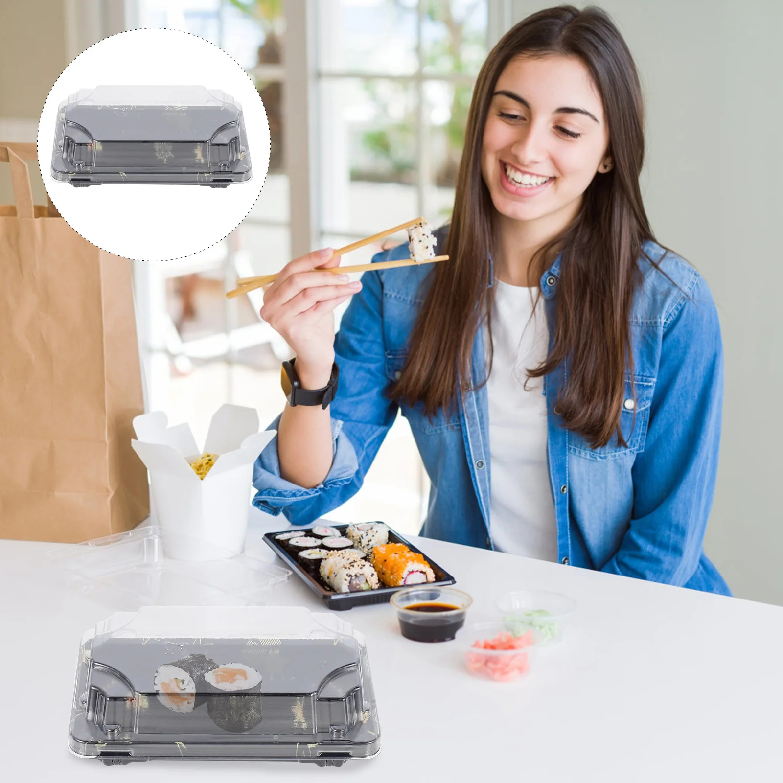 

50 PCS Sushi Display Box Clear Cake Containers Packing Boxes Boxes Cookies Packaging Takeaway Box Clear Sushi Box