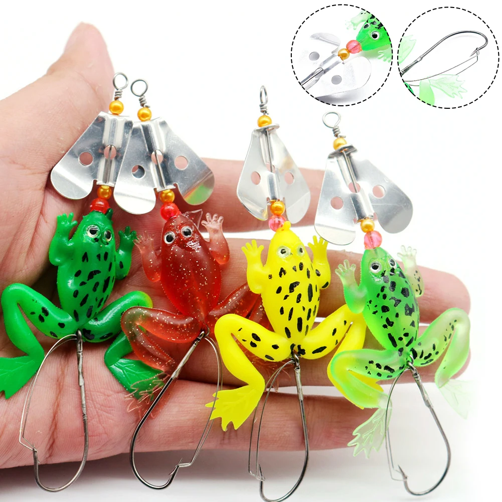 

4 Colors Frog Lure with Hook Artificial Soft Fishing Lures Mini PVC Fishing Bait Saltwater Freshwater Fishing Tackle 3D Eyes