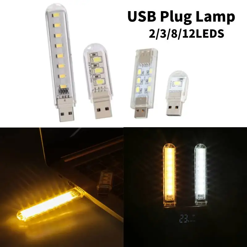 

USB Plug Lamp Mini Portable USB LED Book Light Ultra Bright Eye Protection Reading Book Lamp Mobile Power Charging Night Light