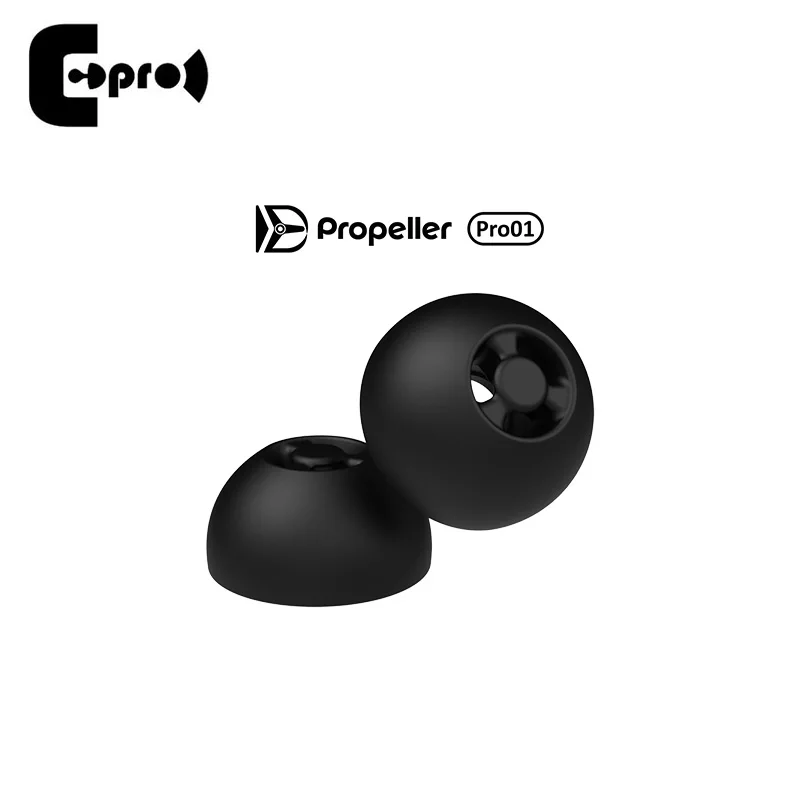 ePro プロペラ Pro01 3.7mm ノズル交換用シリコン IEM イヤーチップ フェーズプラグとコーン付き 3.9-5mm インイヤーイヤホン用 (3ペア)