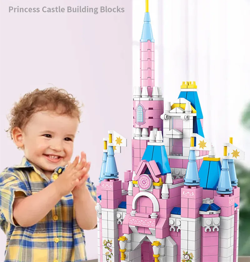 1000PCS Princess Castle Building Blocks Friends Pink Dream House Summer Holiday Villa Ideas Bricks Educational Toys for Children - купить по